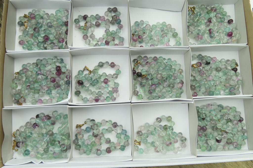 Polished Watermelon Fluorite Beaded Necklace - Sold Per Item - From Namibia - Toprock Gemstones and Minerals 