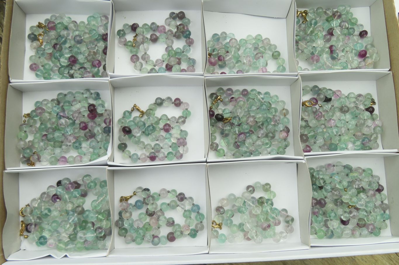 Polished Watermelon Fluorite Beaded Necklace - Sold Per Item - From Namibia - Toprock Gemstones and Minerals 