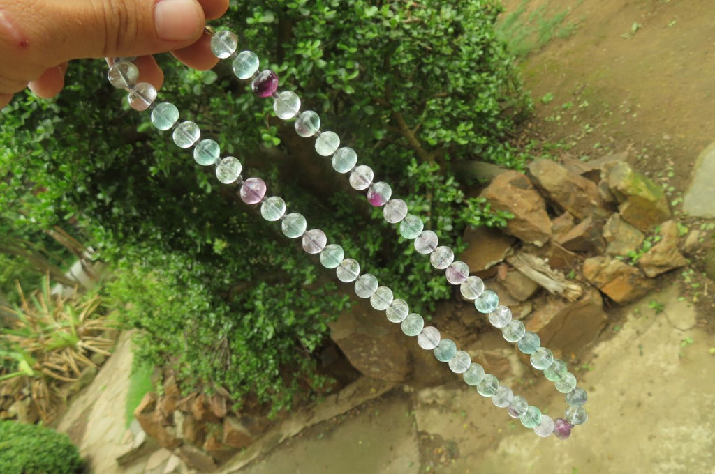 Polished Watermelon Fluorite Beaded Necklace - Sold Per Item - From Namibia - Toprock Gemstones and Minerals 