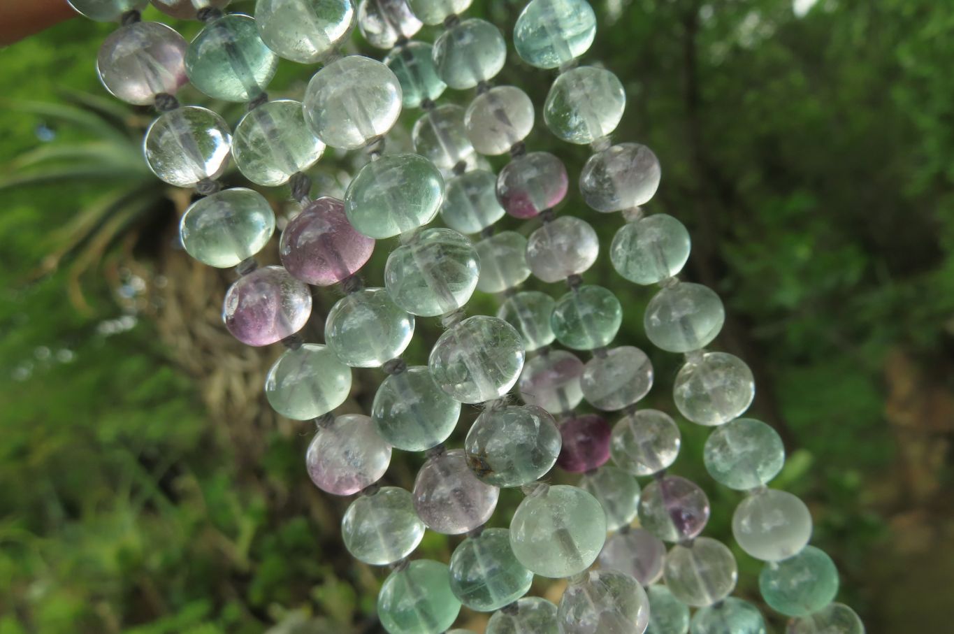 Polished Watermelon Fluorite Beaded Necklace - Sold Per Item - From Namibia - Toprock Gemstones and Minerals 