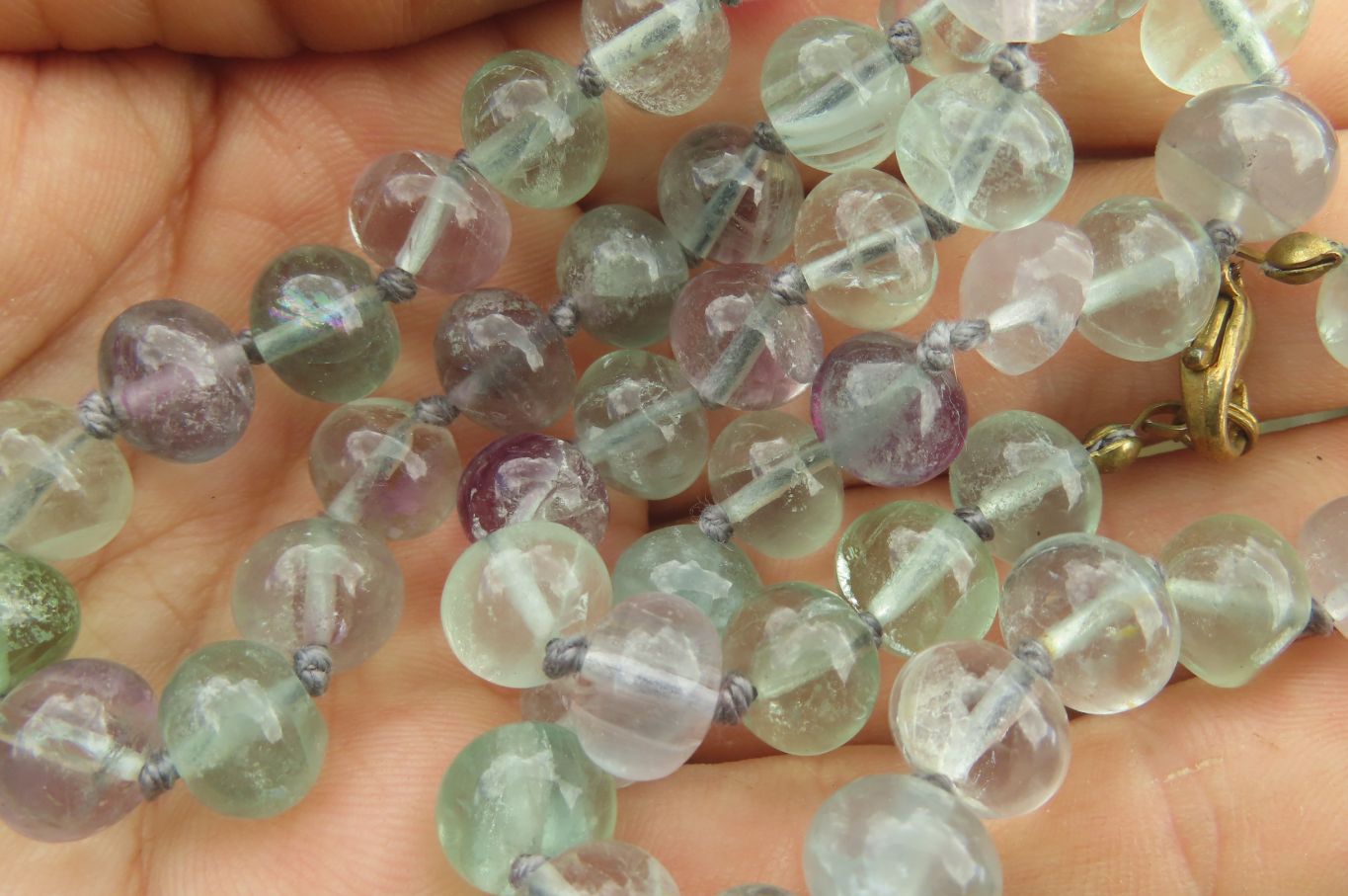 Polished Watermelon Fluorite Beaded Necklace - Sold Per Item - From Namibia - Toprock Gemstones and Minerals 