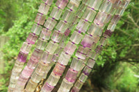 Polished Watermelon Fluorite Cylinder/Barrel Beaded Necklace - sold per item - From Uis, Namibia - Toprock Gemstones and Minerals 