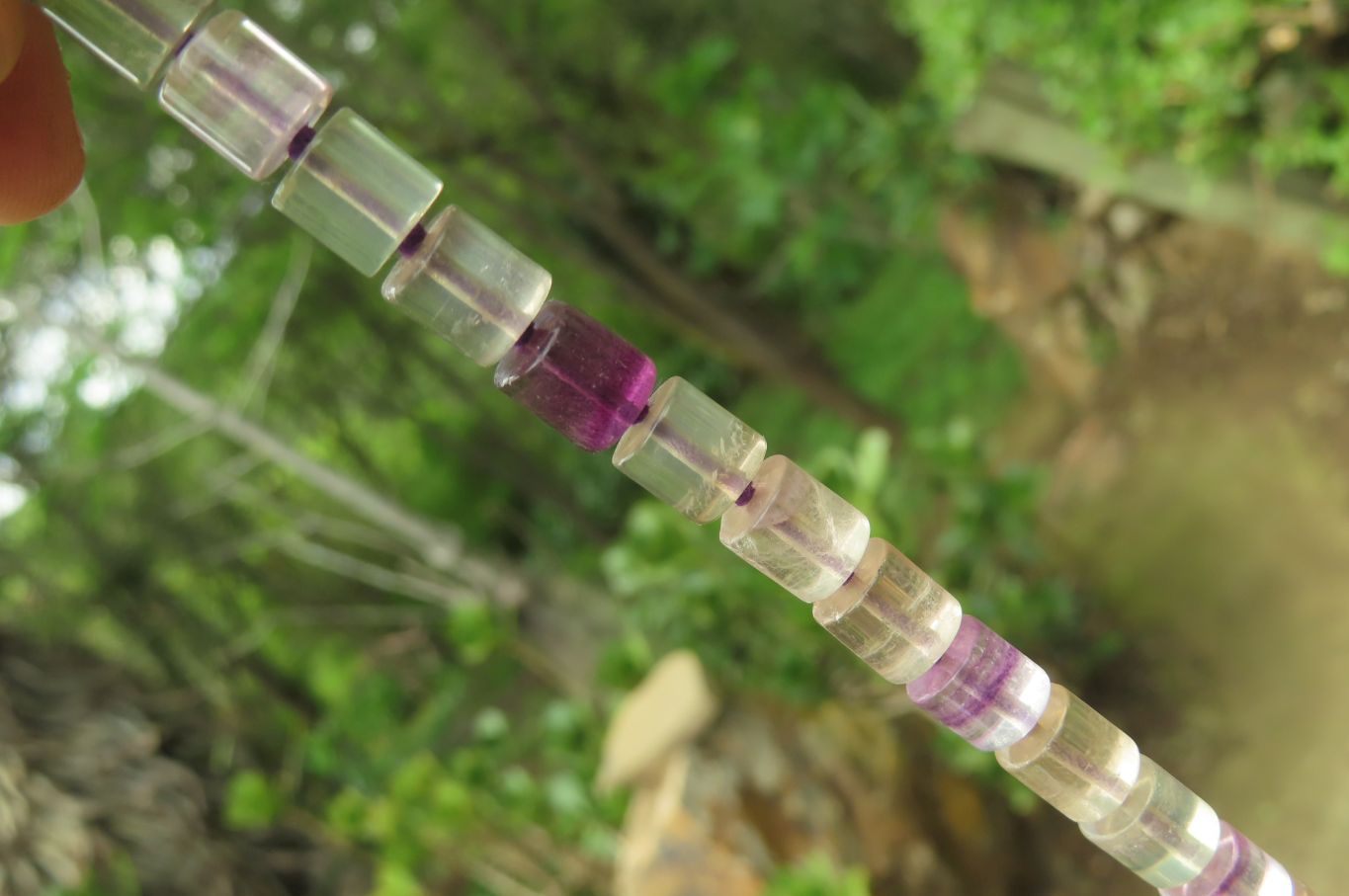 Polished Watermelon Fluorite Cylinder/Barrel Beaded Necklace - sold per item - From Uis, Namibia - Toprock Gemstones and Minerals 