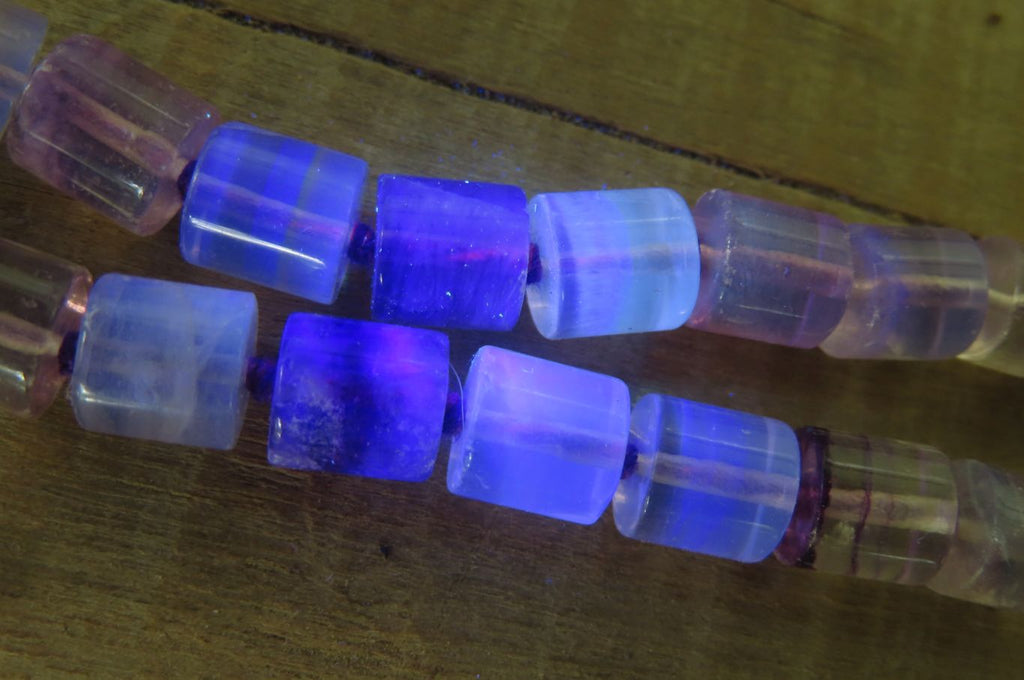 Polished Watermelon Fluorite Cylinder/Barrel Beaded Necklace - sold per item - From Uis, Namibia - Toprock Gemstones and Minerals 