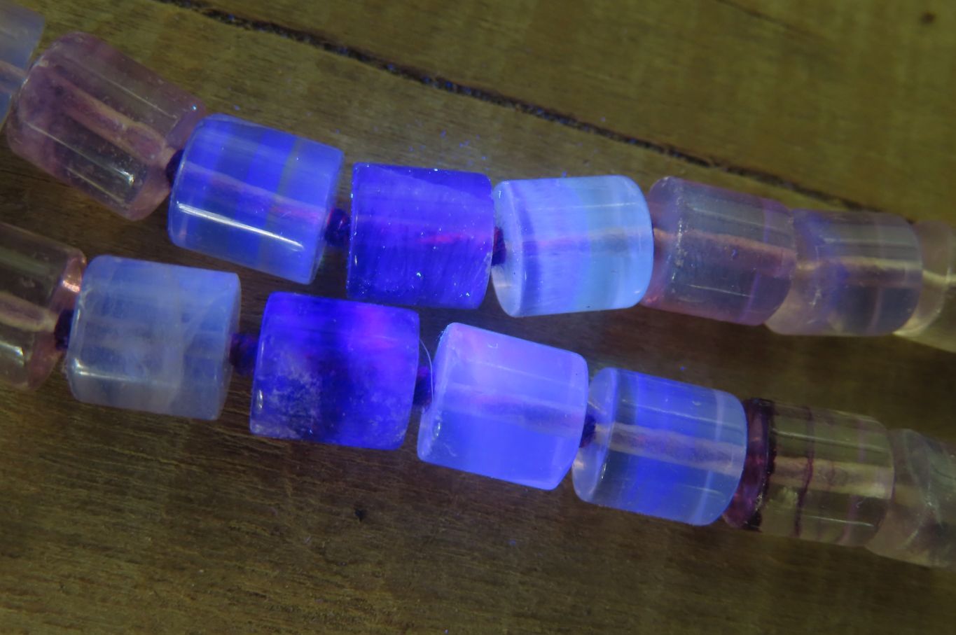 Polished Watermelon Fluorite Cylinder/Barrel Beaded Necklace - sold per item - From Uis, Namibia - Toprock Gemstones and Minerals 