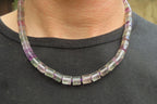 Polished Watermelon Fluorite Cylinder/Barrel Beaded Necklace - sold per item - From Uis, Namibia - Toprock Gemstones and Minerals 