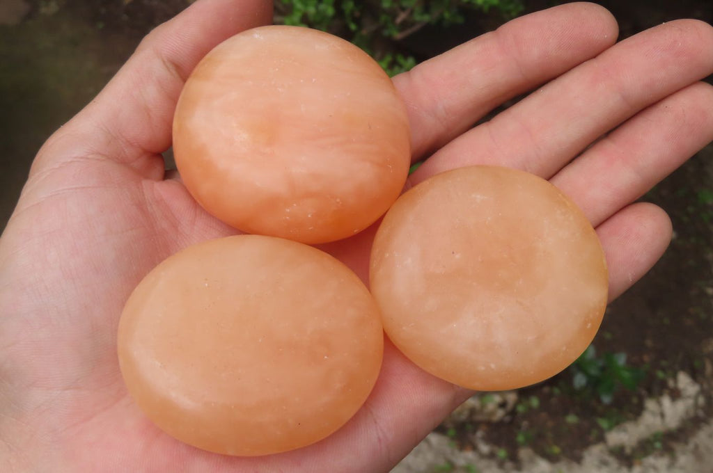 Polished Orange Twist Calcite Palm Stones x 20 From Madagascar - Toprock Gemstones and Minerals 