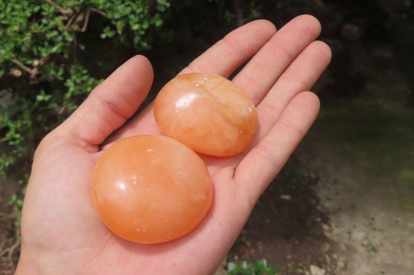 Polished Orange Twist Calcite Palm Stones x 20 From Madagascar - Toprock Gemstones and Minerals 