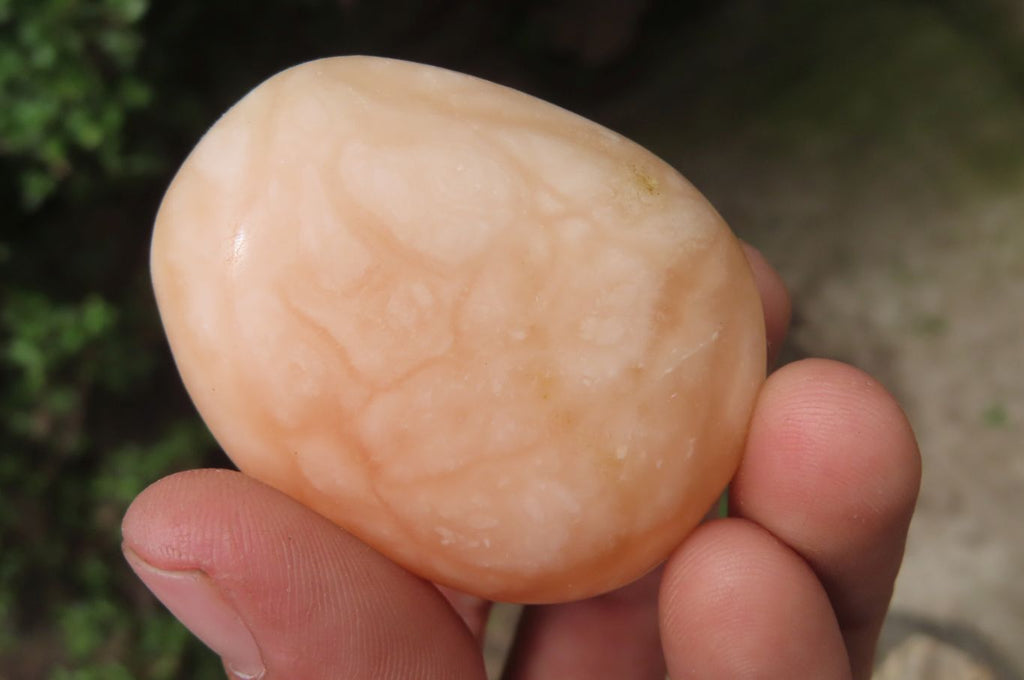 Polished Orange Twist Calcite Palm Stones x 20 From Madagascar - Toprock Gemstones and Minerals 