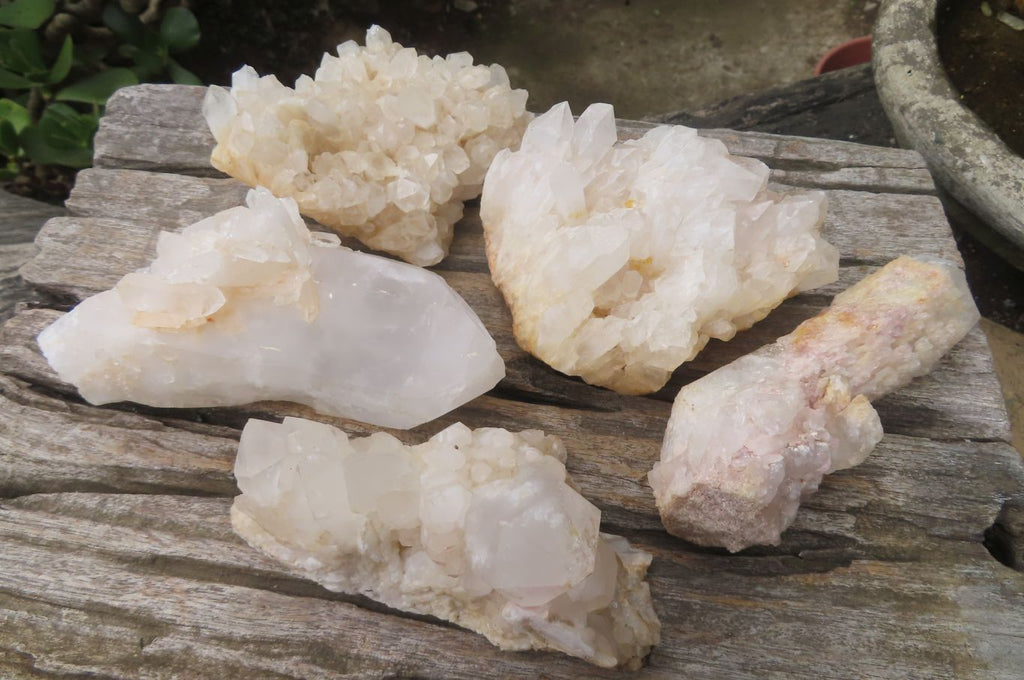 Natural Quartz Clusters x 5 From Madagascar - Toprock Gemstones and Minerals 