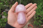 Polished Rose Quartz Mushroom Carvings x 6 From Madagascar - Toprock Gemstones and Minerals 