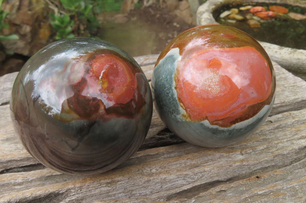 Polished Polychrome Jasper Spheres x 2 From Madagascar - Toprock Gemstones and Minerals 