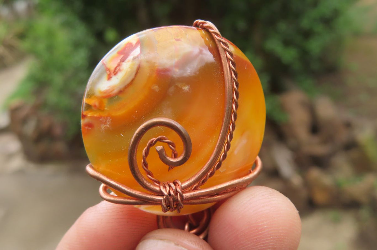 Hand Made Mixed Copper Wire Wrapped Pendants x 6 From Southern Africa - Toprock Gemstones and Minerals 