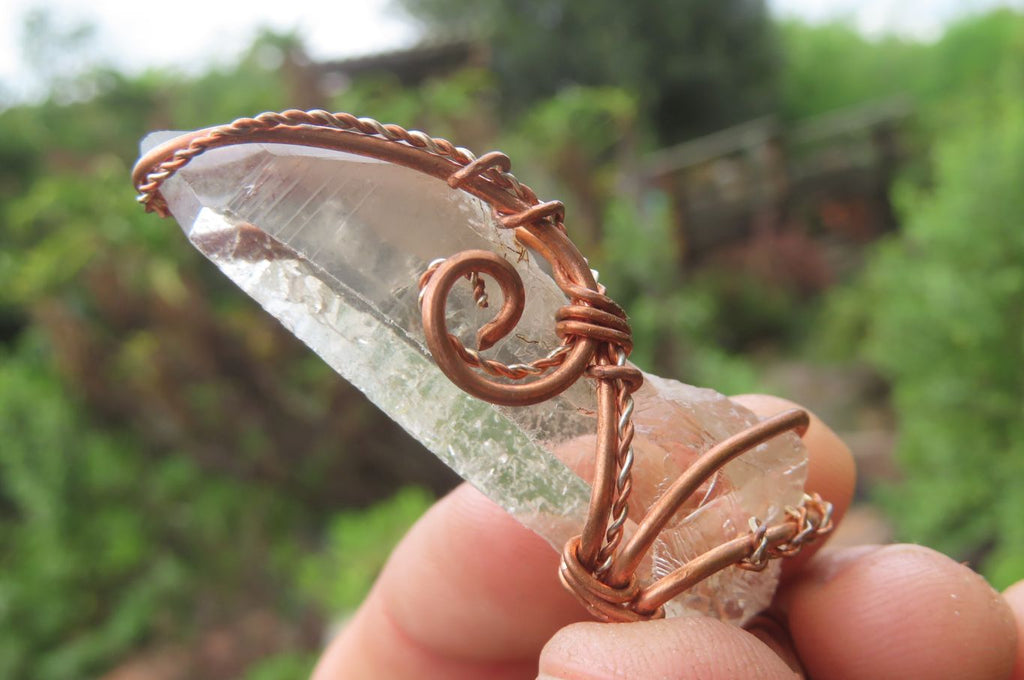 Hand Made Mixed Copper Wire Wrapped Pendants x 6 From Southern Africa - Toprock Gemstones and Minerals 