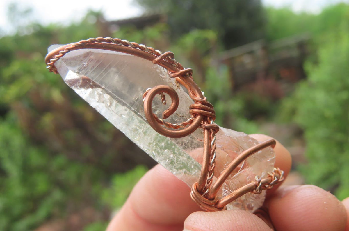 Hand Made Mixed Copper Wire Wrapped Pendants x 6 From Southern Africa - Toprock Gemstones and Minerals 