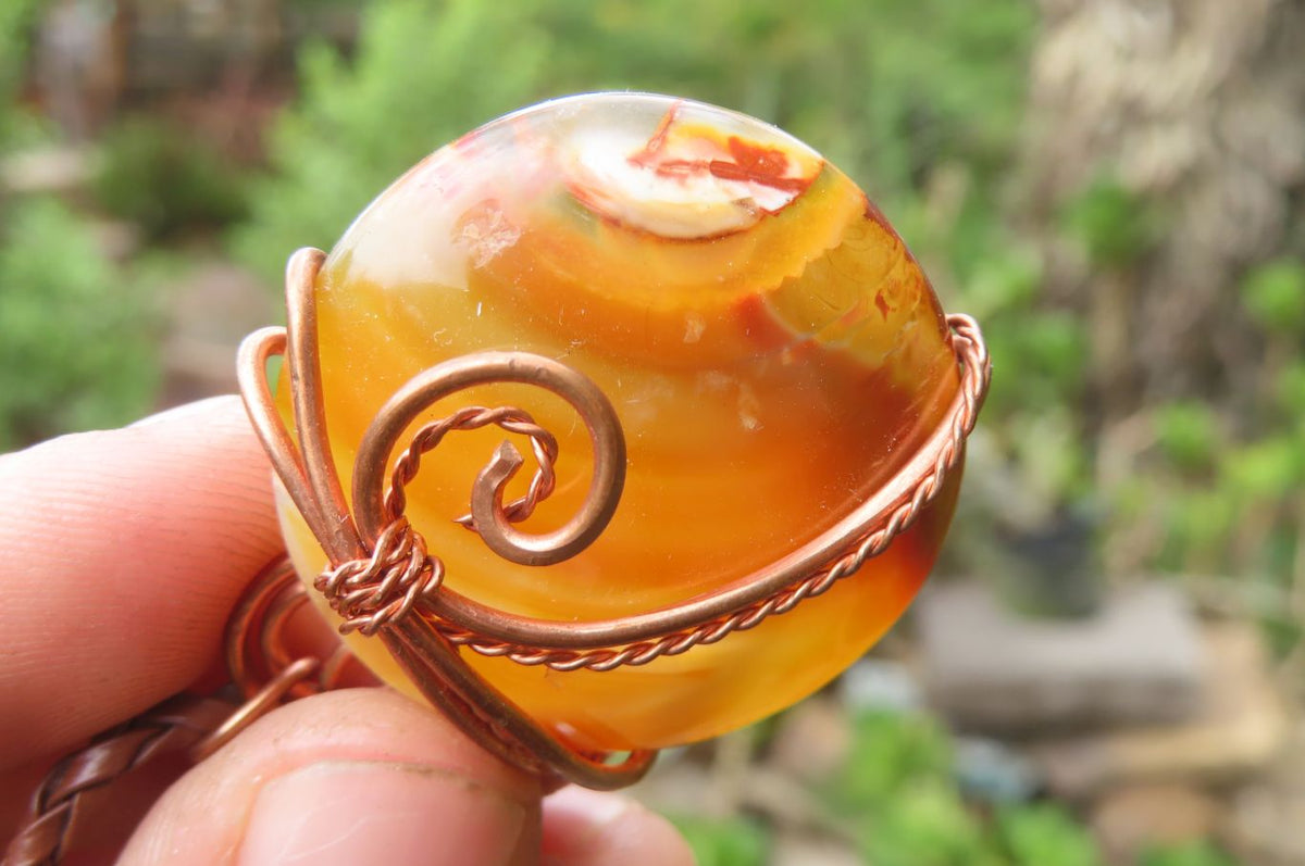 Hand Made Mixed Copper Wire Wrapped Pendants x 6 From Southern Africa - Toprock Gemstones and Minerals 