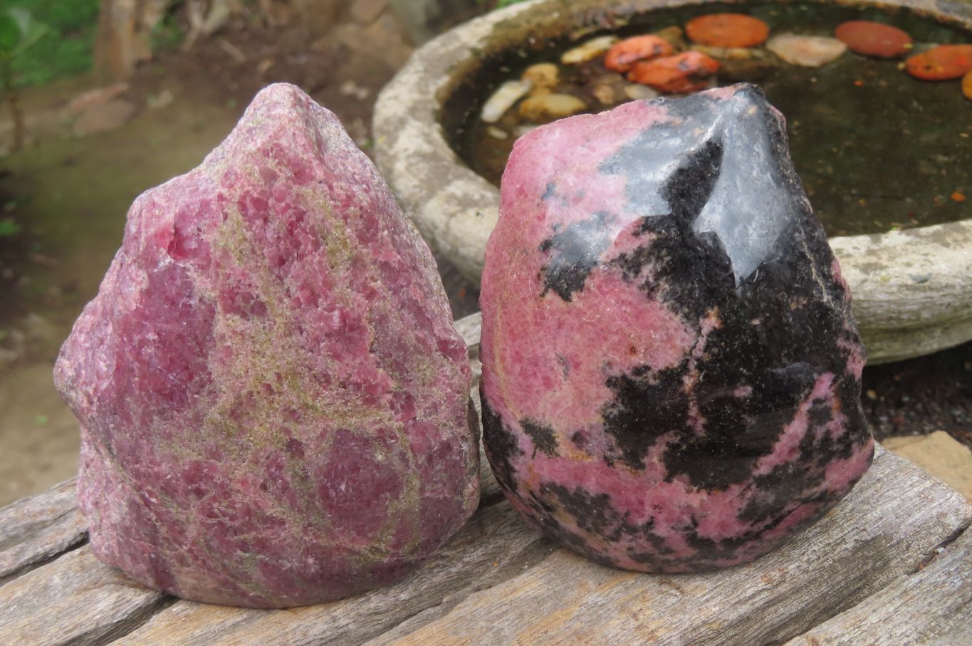 Polished On One Side Rhodonite x 5 From Madagascar - Toprock Gemstones and Minerals 