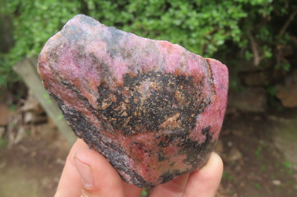 Polished On One Side Rhodonite x 5 From Madagascar - Toprock Gemstones and Minerals 