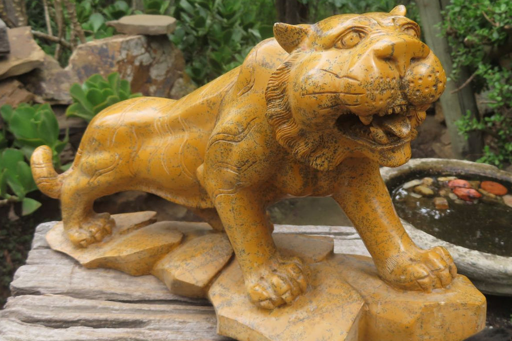 Hand Made Brown Dendritic Jasper Tiger Sculpture x 1 From China - Toprock Gemstones and Minerals 