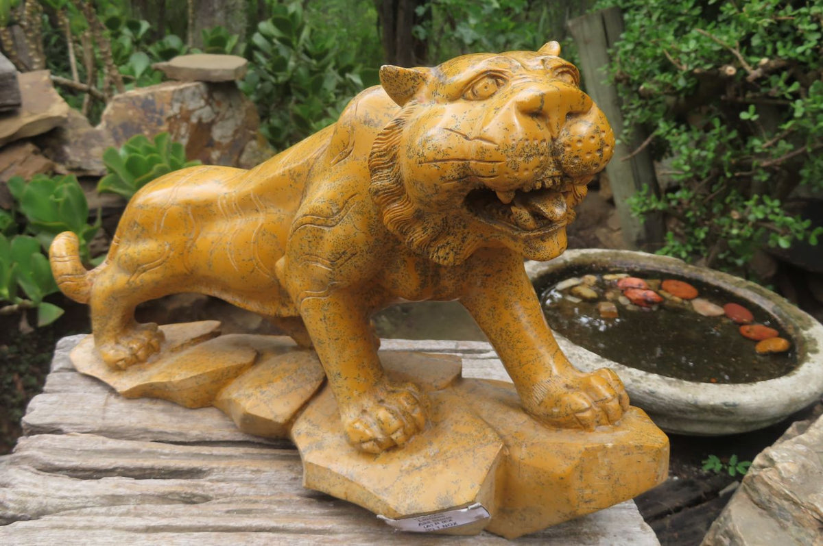 Hand Made Brown Dendritic Jasper Tiger Sculpture x 1 From China - Toprock Gemstones and Minerals 