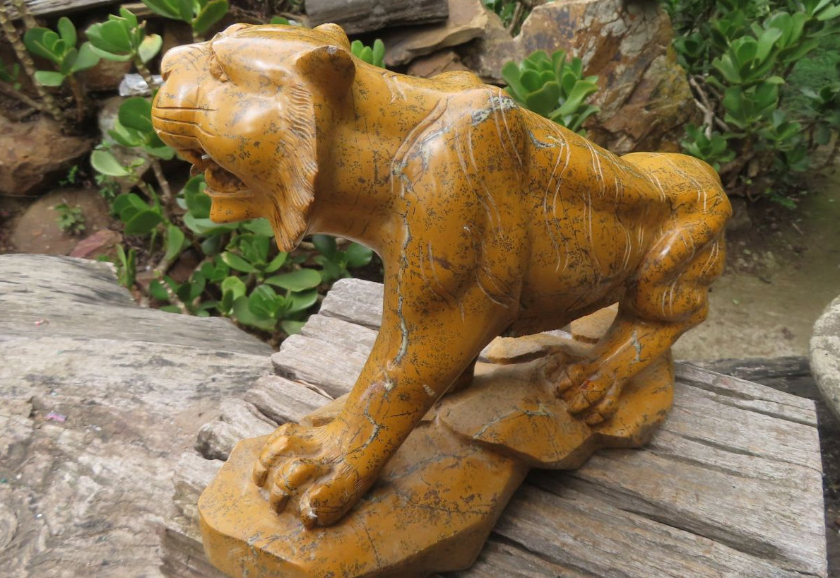 Hand Made Brown Dendritic Jasper Tiger Sculpture x 1 From China - Toprock Gemstones and Minerals 