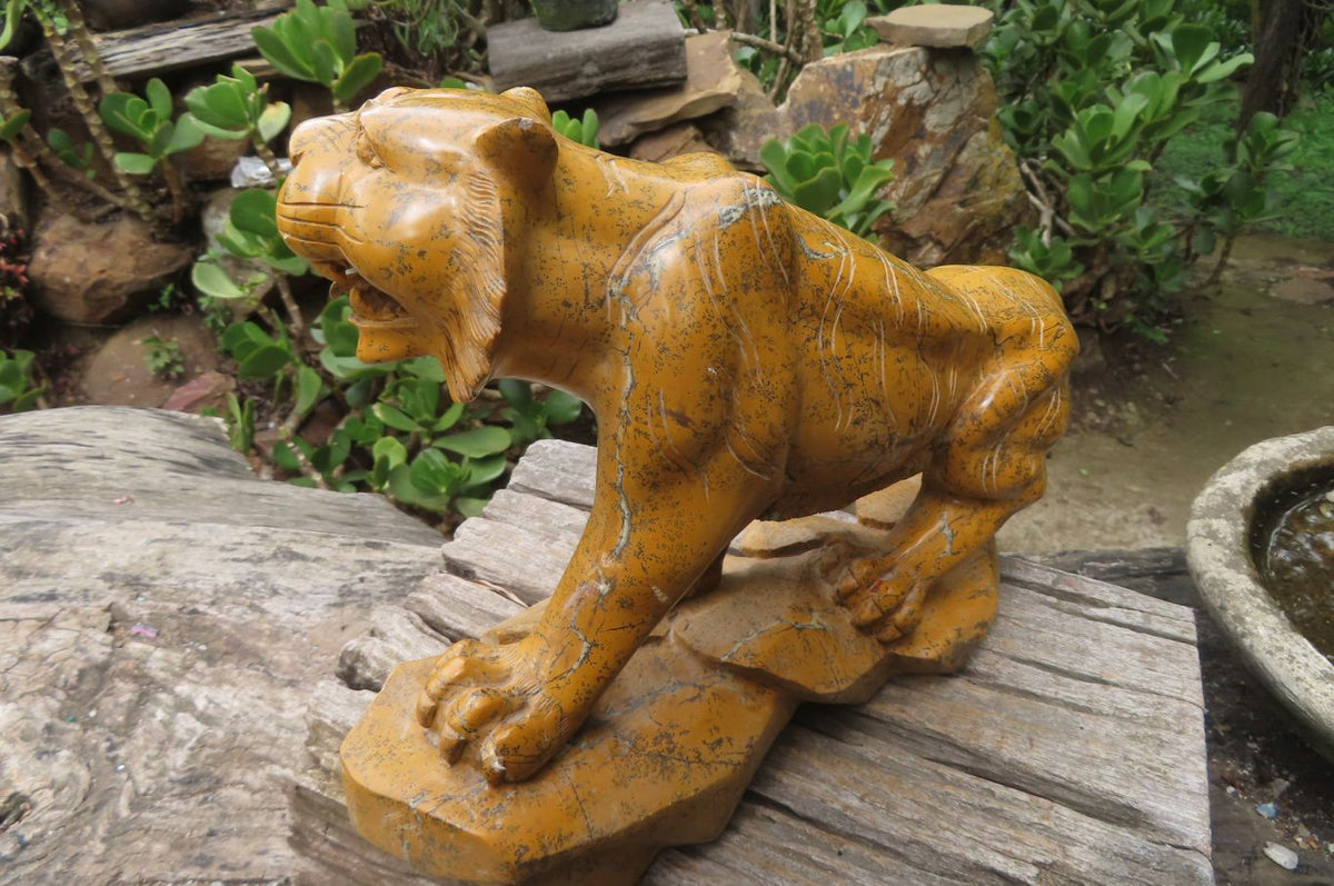 Hand Made Brown Dendritic Jasper Tiger Sculpture x 1 From China - Toprock Gemstones and Minerals 