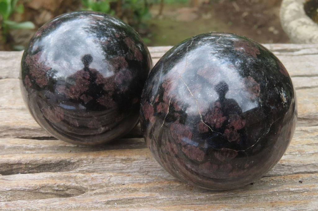 Polished Iolite Spheres x 2 From Madagascar - Toprock Gemstones and Minerals 