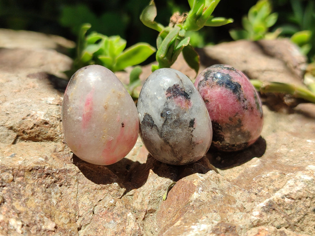 Polished Rhodonite Eggs x 35 From Ambindavato, Madagascar - Toprock Gemstones and Minerals 