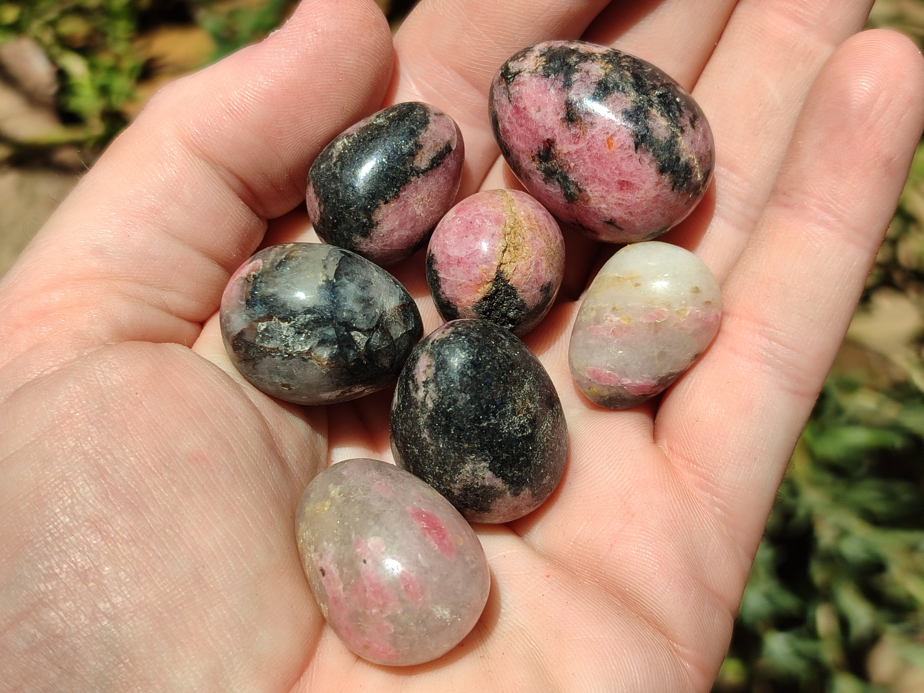 Polished Rhodonite Eggs x 35 From Ambindavato, Madagascar - Toprock Gemstones and Minerals 