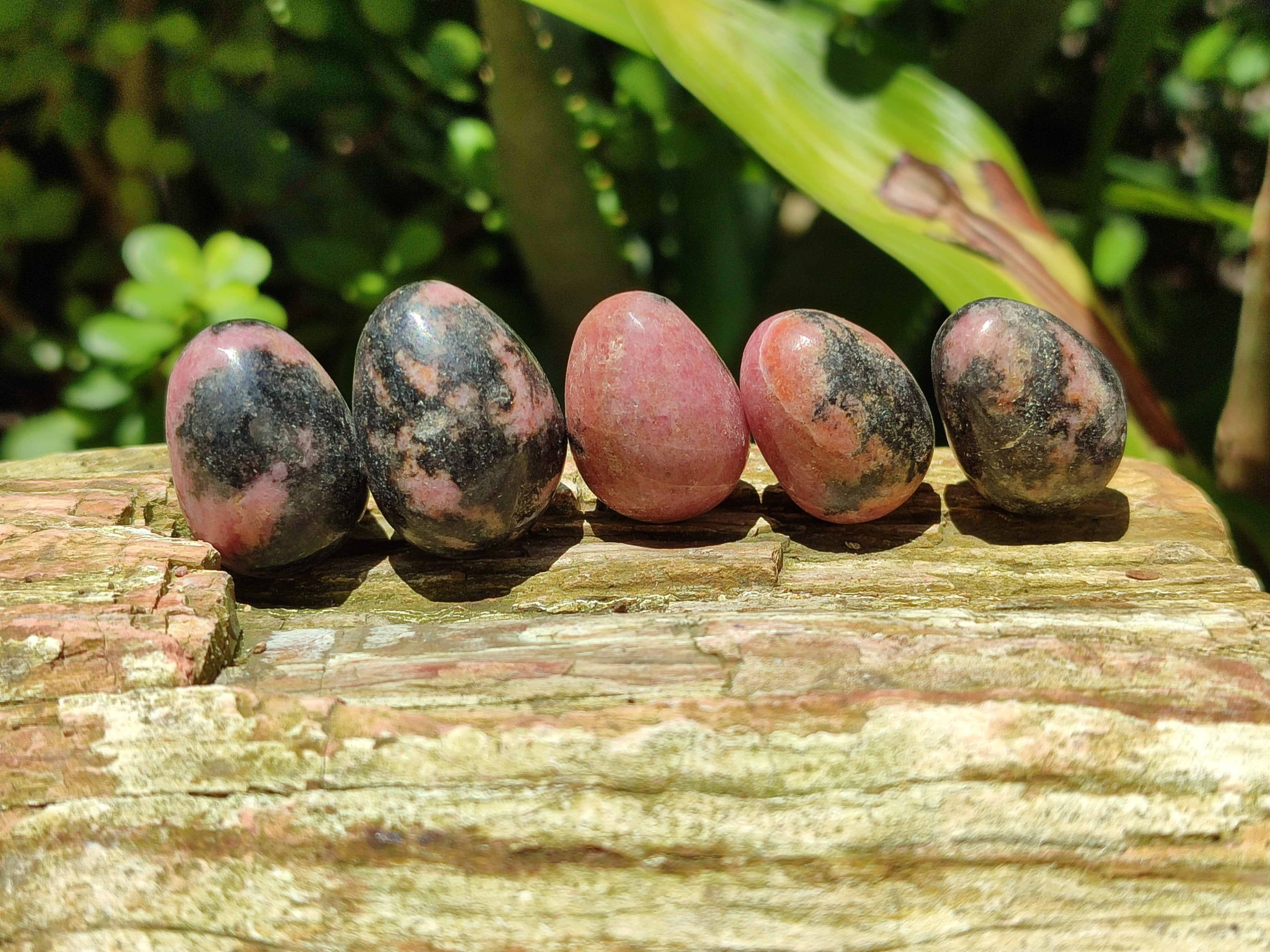 Polished Rhodonite Eggs x 35 From Ambindavato, Madagascar - Toprock Gemstones and Minerals 