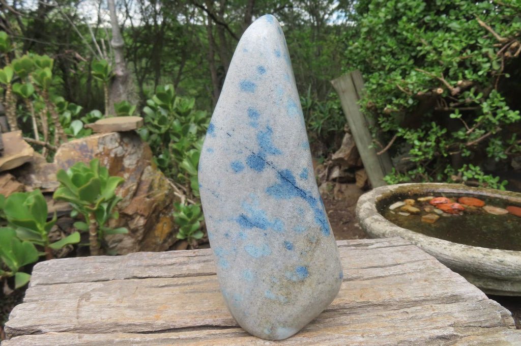 Polished Blue Spinel Spotted Quartz Standing Free Form x 1 From Madagascar - Toprock Gemstones and Minerals 
