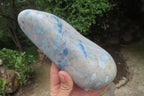 Polished Blue Spinel Spotted Quartz Standing Free Form x 1 From Madagascar - Toprock Gemstones and Minerals 