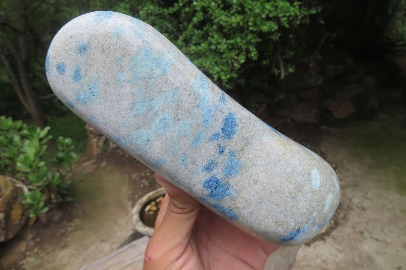 Polished Blue Spinel Spotted Quartz Standing Free Form x 1 From Madagascar - Toprock Gemstones and Minerals 