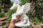 Hand Made White Marble Pegasus Carving x 1 From Zimbabwe - Toprock Gemstones and Minerals 