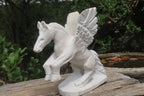 Hand Made White Marble Pegasus Carving x 1 From Zimbabwe - Toprock Gemstones and Minerals 