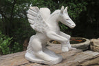 Hand Made White Marble Pegasus Carving x 1 From Zimbabwe - Toprock Gemstones and Minerals 