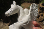 Hand Made White Marble Pegasus Carving x 1 From Zimbabwe - Toprock Gemstones and Minerals 