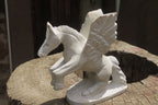 Hand Made White Marble Pegasus Carving x 1 From Zimbabwe - Toprock Gemstones and Minerals 