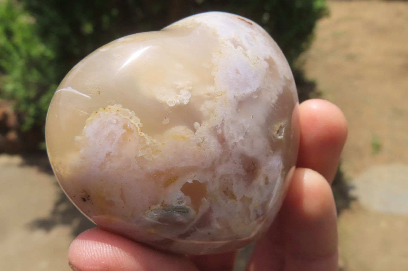 Polished Flower Agate Gemstone Hearts x 6 From Madagascar - Toprock Gemstones and Minerals 