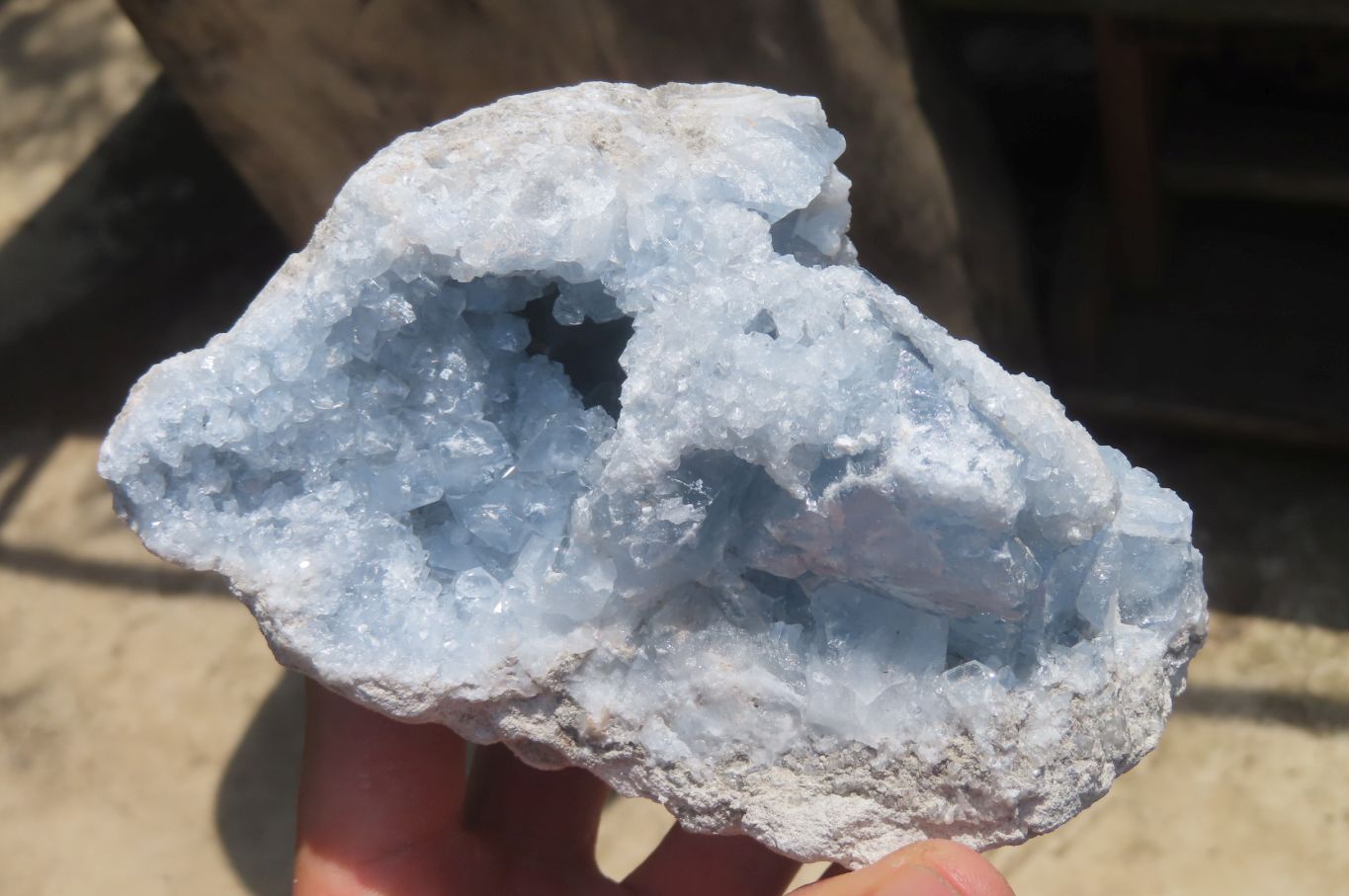 Natural Celestite Geode Specimens x 2 From Sakoany, Madagascar - Toprock Gemstones and Minerals 