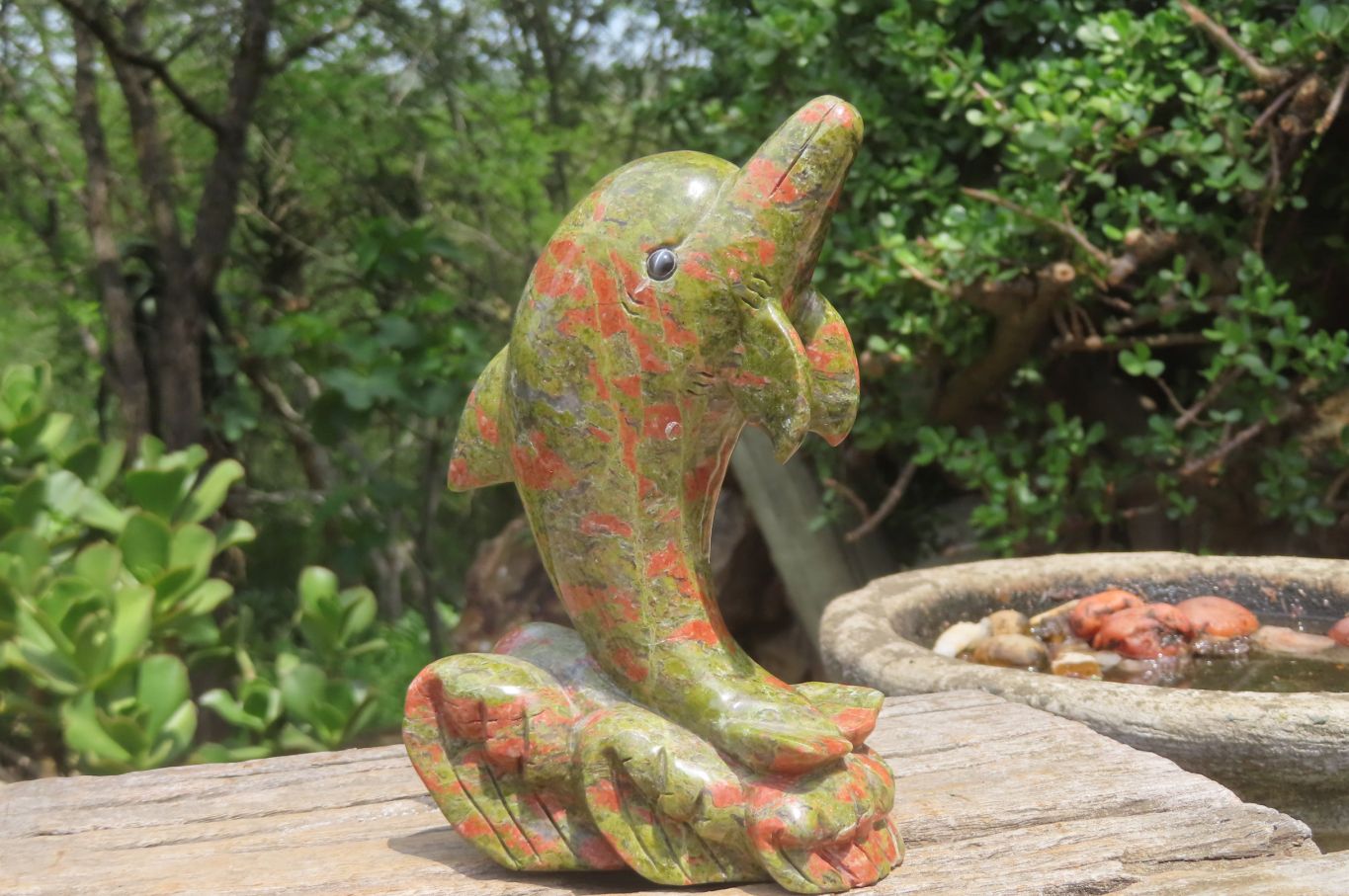 Hand Made Unakite Dolphin Carving x 1 From China - Toprock Gemstones and Minerals 