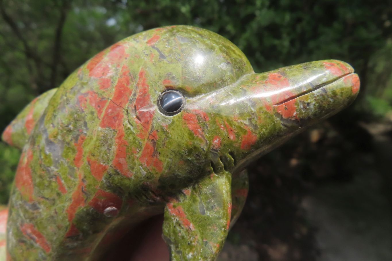 Hand Made Unakite Dolphin Carving x 1 From China - Toprock Gemstones and Minerals 