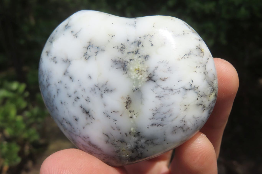 Polished Dendritic Opal Gemstone Hearts x 12 From Moralambo, Madagascar - Toprock Gemstones and Minerals 