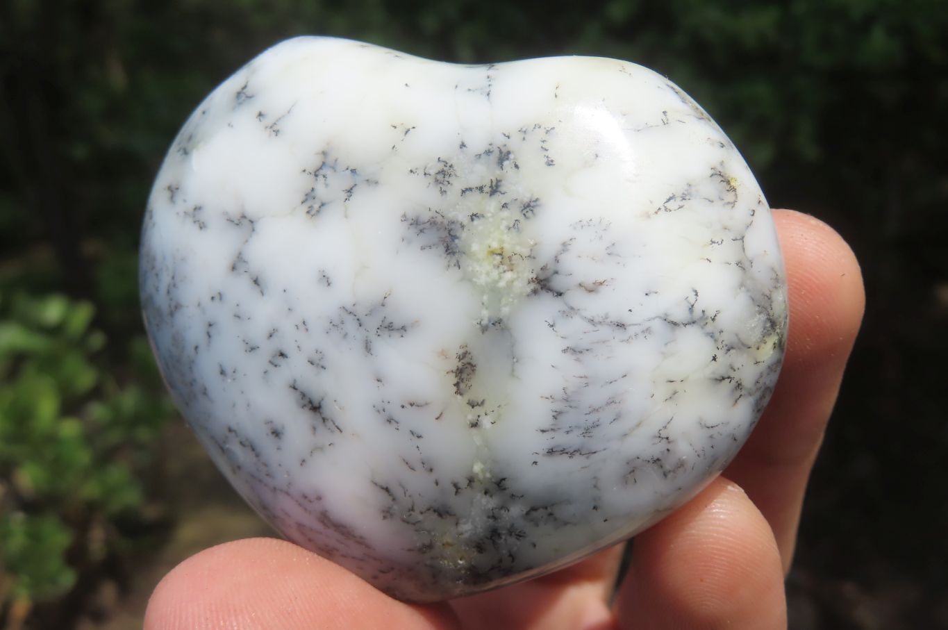 Polished Dendritic Opal Gemstone Hearts x 12 From Moralambo, Madagascar - Toprock Gemstones and Minerals 