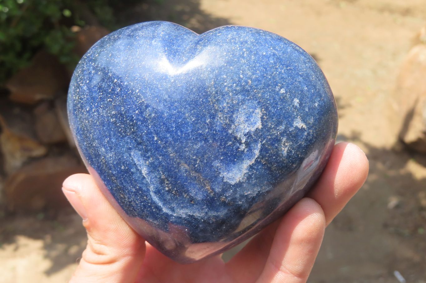 Polished Lazulite Gemstone Hearts x 4 From Madagascar - Toprock Gemstones and Minerals 