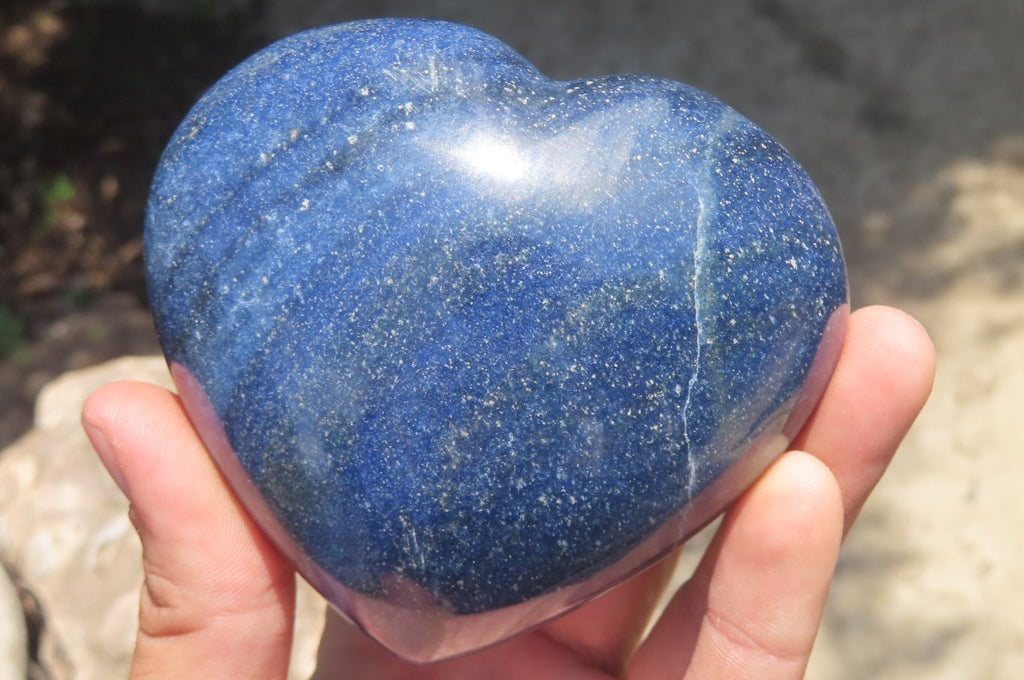 Polished Lazulite Gemstone Hearts x 4 From Madagascar - Toprock Gemstones and Minerals 