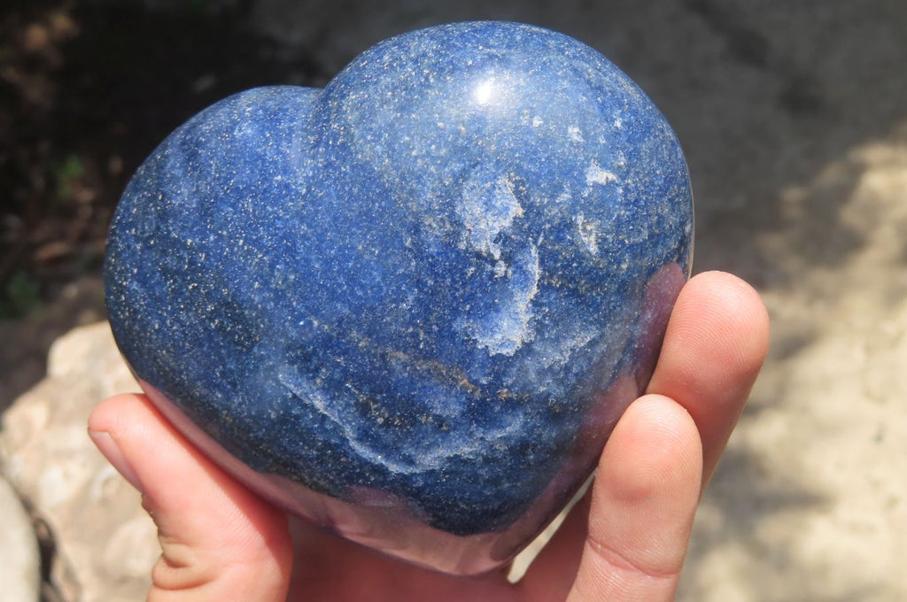 Polished Lazulite Gemstone Hearts x 4 From Madagascar - Toprock Gemstones and Minerals 