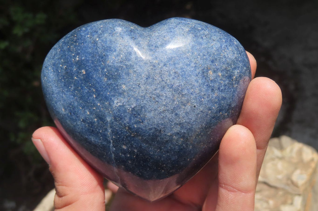 Polished Lazulite Gemstone Hearts x 4 From Madagascar - Toprock Gemstones and Minerals 