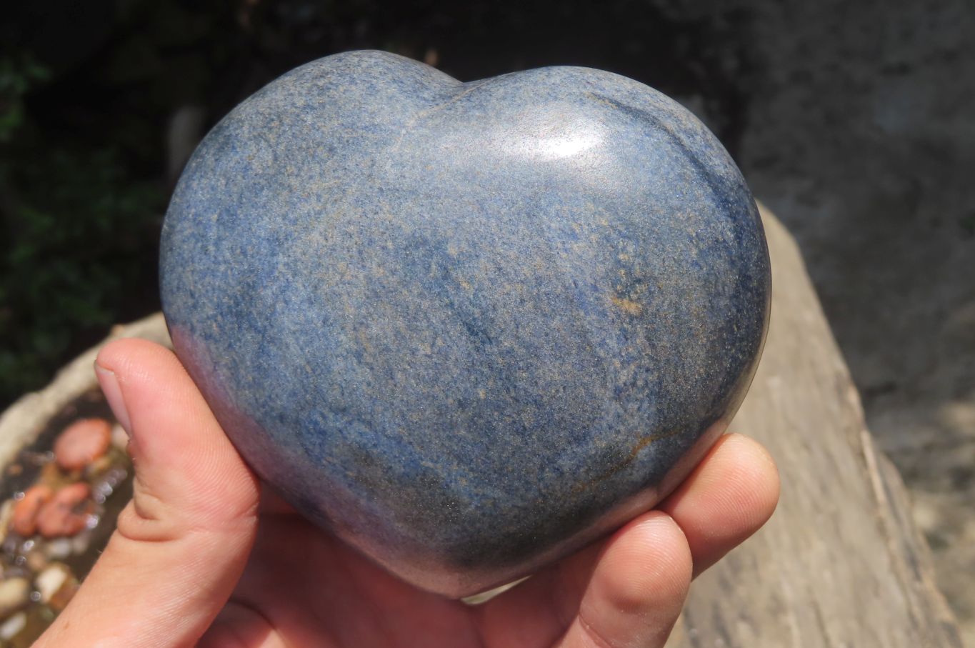 Polished Lazulite Gemstone Hearts x 4 From Madagascar - Toprock Gemstones and Minerals 