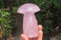 Polished Rose Quartz Mushroom Carvings x 2 From Madagascar - Toprock Gemstones and Minerals 